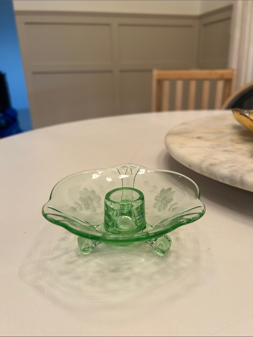Fostoria Uranium Glass Candle Holder
